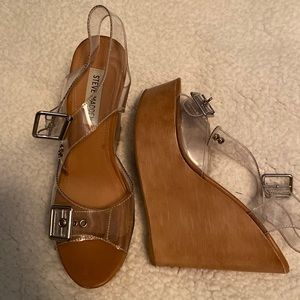 Clear strap, Steve Madden, platform wedges!